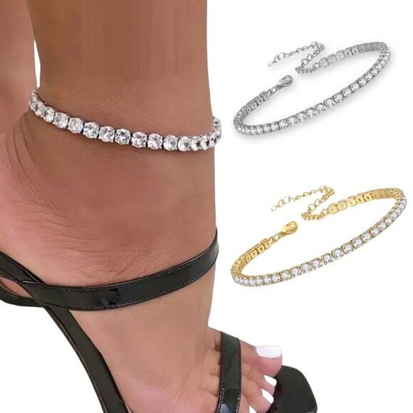 Oversized Crystal Rhinestone Tennis Bracelet Anklet NEW - Picture 2 of 4